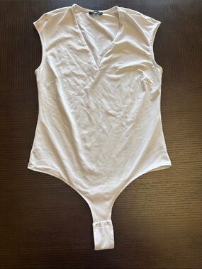 Dynamite White V‑Neck Bodysuit